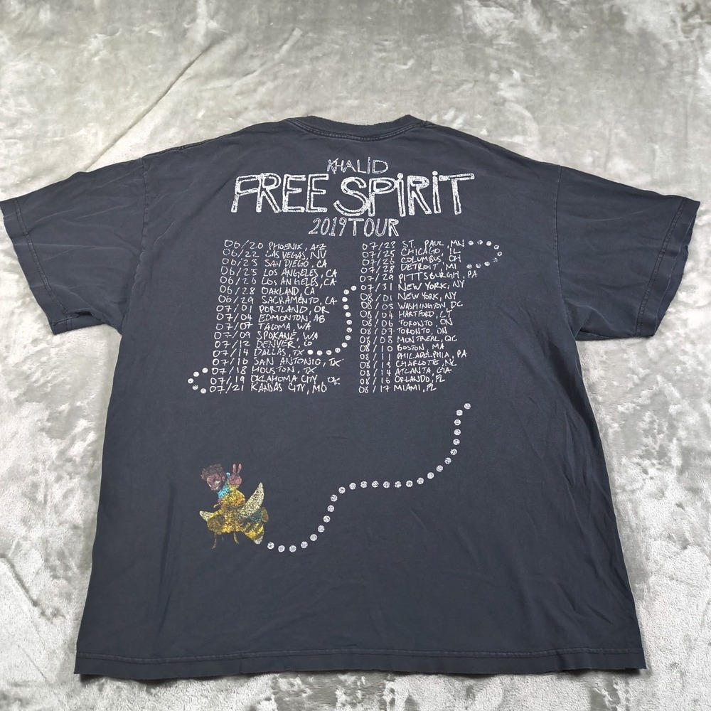 Khalid Shirt Mens XXL Free Spirit Tour 2019 Concert Distressed Trashed‎ Faded